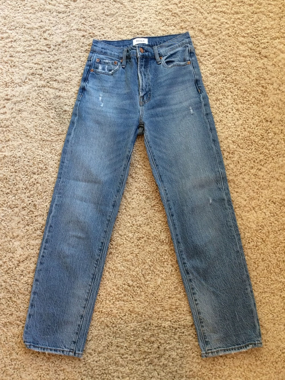 Pistola Charlie High Waist Frayed Ankle Straight-Leg Jeans Overlook Vintage - 24